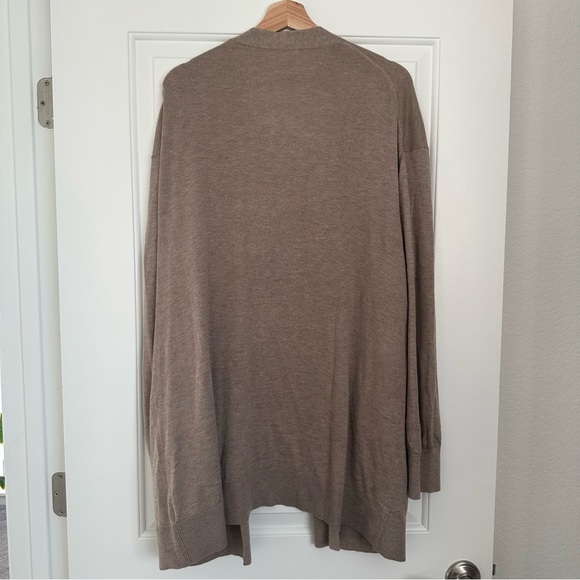 Women's Tan Open Front Cashmere Blend Cardigan Sweater - Picture 2 of 6